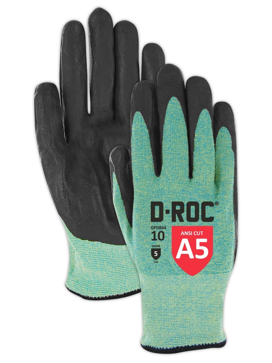 MAGID D-ROC ANSI A5 Heat-Resistant Foam Nitrile Coated Work Gloves, 1 Pairs, Size 5/XXS (GPD844)