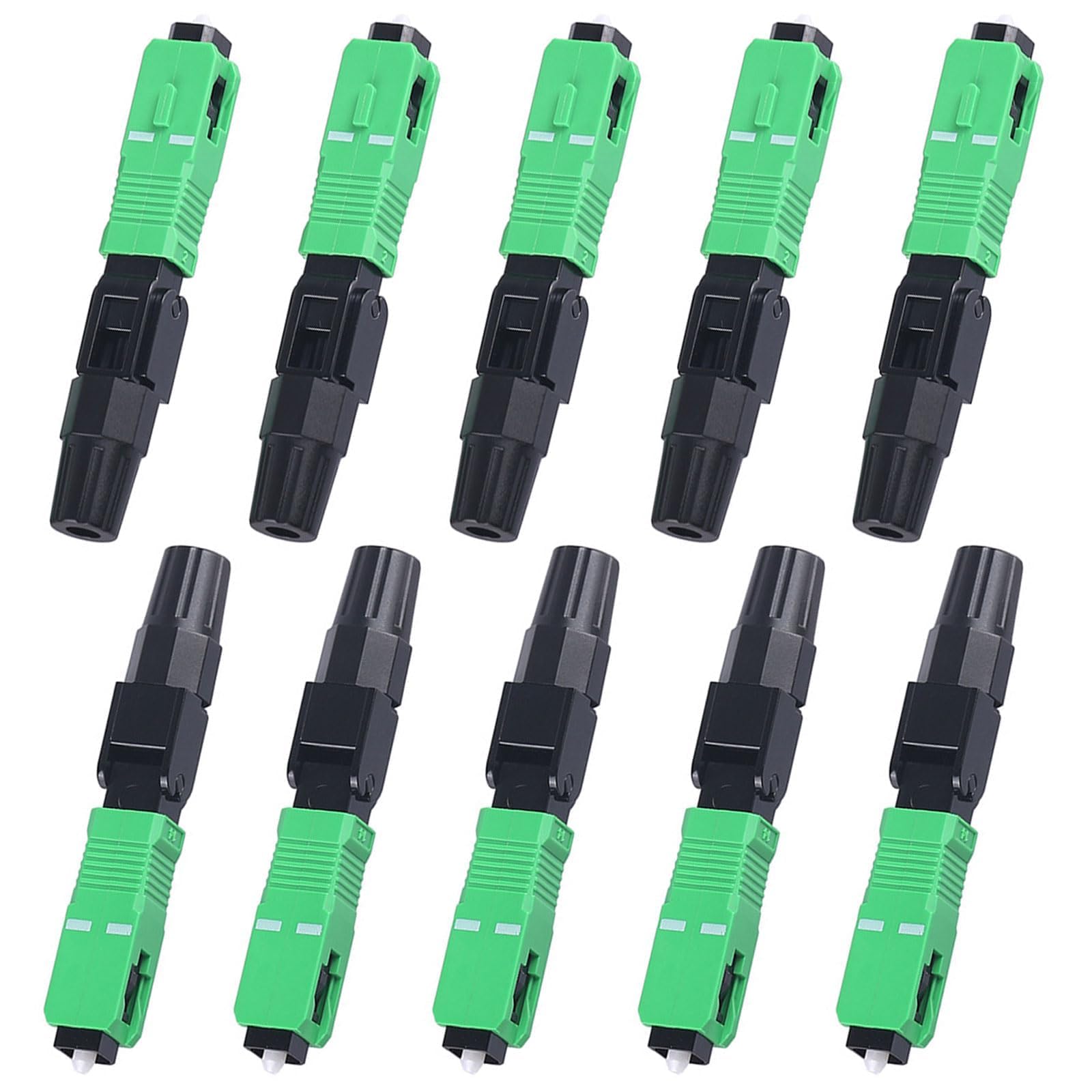 GVSS Lot de 10 Connettore Fibra Ottica SC/APC, Cavo Fibra Ottica, Livello di Telecomunicazione, Compatibile con Reti FTTH, LAN, WAN, Televisione via Cavo