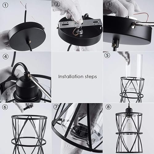 Miniatura 6 de Lámpara cilíndrica para colgar, Negro