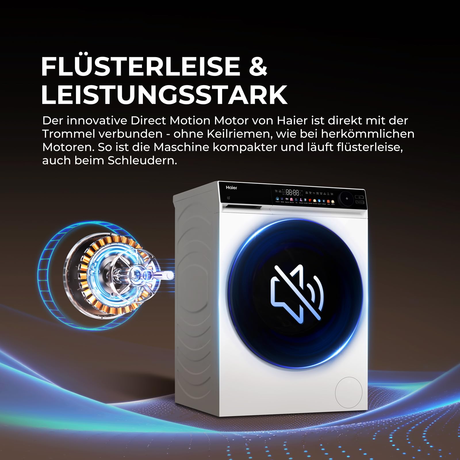Haier Waschtrockner 9/5kg G7 Serie HWD90-BP14667TU1 | Trocknen), A -45% (Waschen), Leiser Inverter-Motor, Automatik- und Expressprogramm, Vollwasserschutz, Trommelbeleuchtung