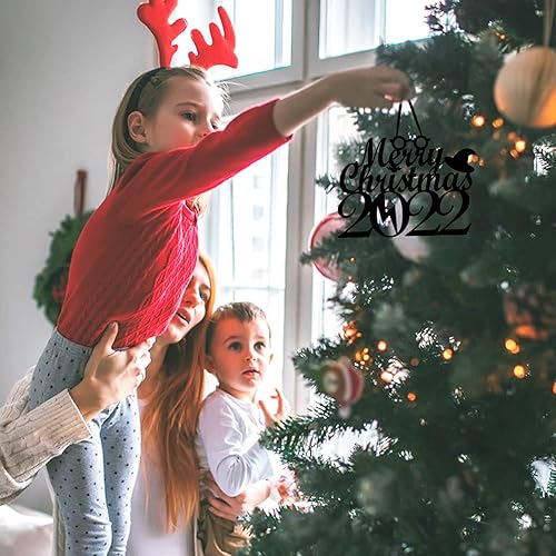 Miniatura 5 de Letrero negro de Feliz Navidad, adorno para decoración de árbol de Navidad, adorno negro grande para corona de puerta, decoración de pared del hogar