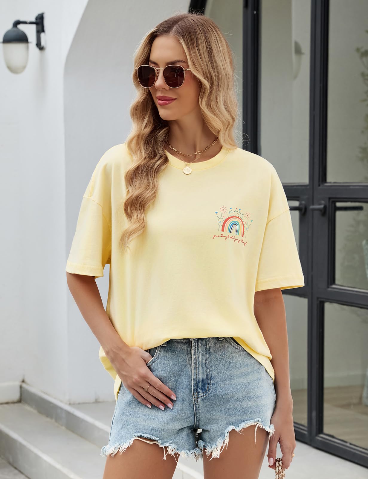 Koszulka damska oversize Bardzo szeroka koszulka z okrągłym dekoltem bawełniana koszulka z krótkim rękawem szykowna koszulka z nadrukiem top damski plus size top damski lato