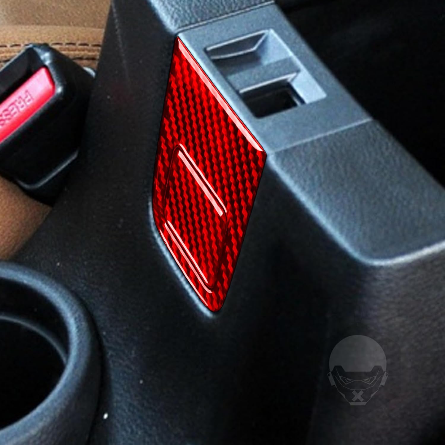 Real Premium Carbon Fiber Compatible with Jeep Wrangler/Wrangler Unlimited JK JKU 2011 2012 2013 2014 2015 2016 2017 Car Center Console Armrest Box Trim Cover Interior Accessories Red