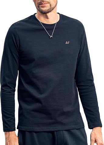 Mens Casual Long Sleeve T-Shirt Cotton Blend Crewneck Shirts for Men | Soft & Breathable Material, Machine Washable, Mens Long Sleeve Shirt