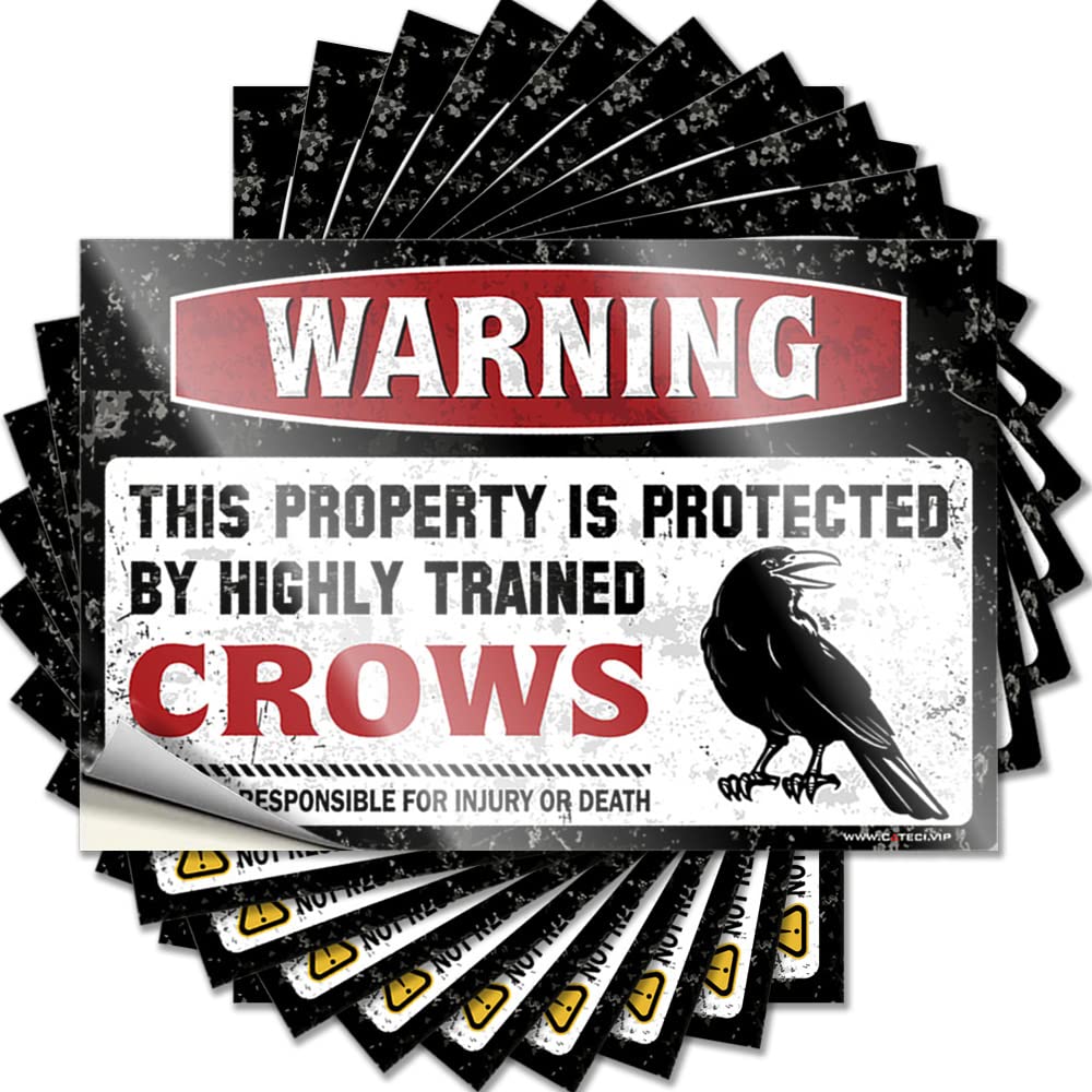 Fzfn Colour Warning This Property Is Protected By A Highly Trained Crows Tumbler Plush - Bathroom Gifts Decals Self Adhesive Sticker(8X12cm)