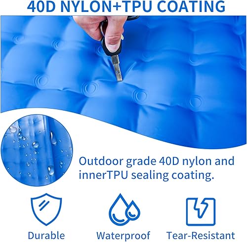 Miniatura 4 de Colchoneta de dormir para acampar de 78 x 29 x 5 pulgadas, colchón de aire compacto e impermeable mejorado, bomba de pie incorporada, colchoneta