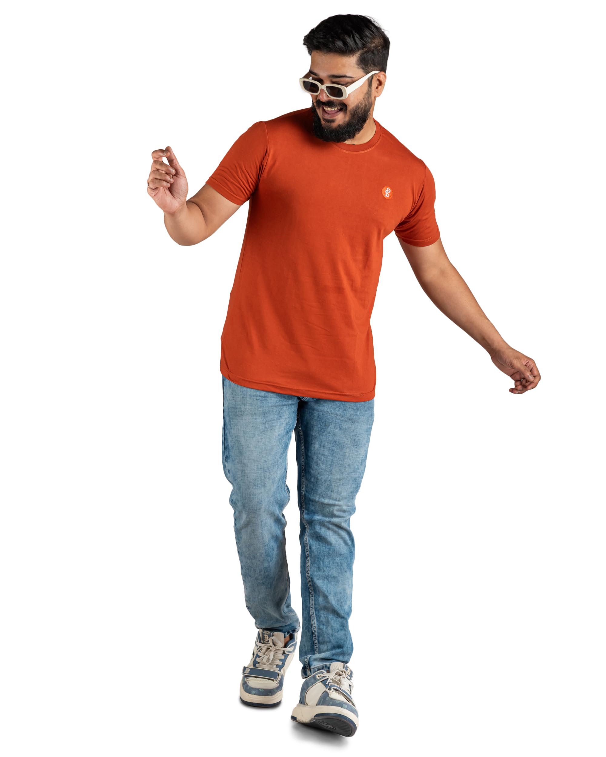 Men's Cotton Rich Stretch T-Shirt, Breathable Performance Knit, Quick Dry Comfort, Regular Fit Short Sleeve Crew Neck Solid Tee for Daily Casual Wear-image-24