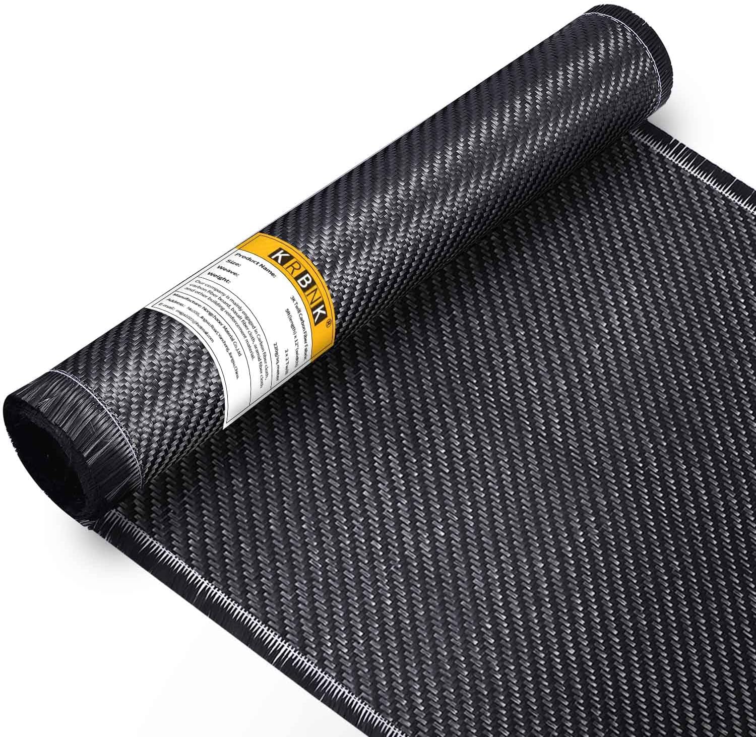 10ft x 12" Carbon Fiber Cloth Roll, 3K/220g Carbon Fabric, 2x2 Twill Weave Carbon Fiber Sheets Raw Material, Repair Kit for DIY Repair Cars Furniture