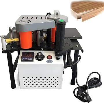 Woodworking Edge Banding Gluing Machine Curved Straight Edgebander Woodworking Banding Machine Speed Adjustable Glue Sealing Side Machine for Wooden Board Furniture,Black