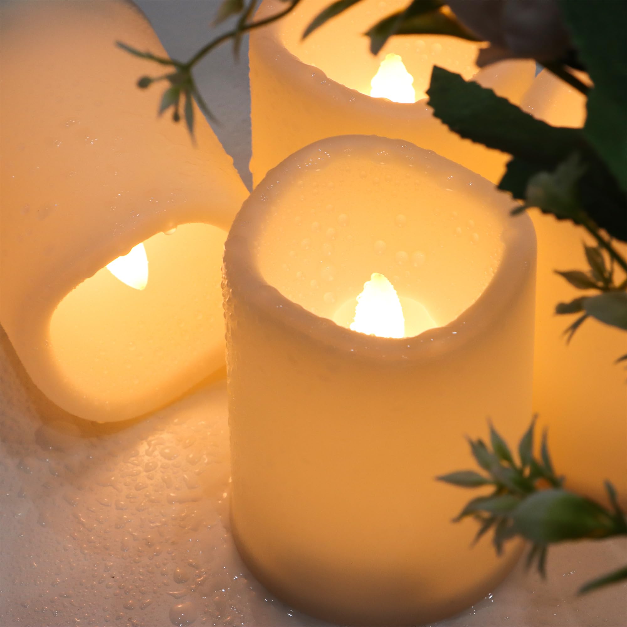 Daord 3 candele a LED senza fiamma da 10,2 cm, con timer, funzionamento a batteria, candele votive tremolanti per feste di nozze, casa, Natale, festival, decorazione (set da 6)