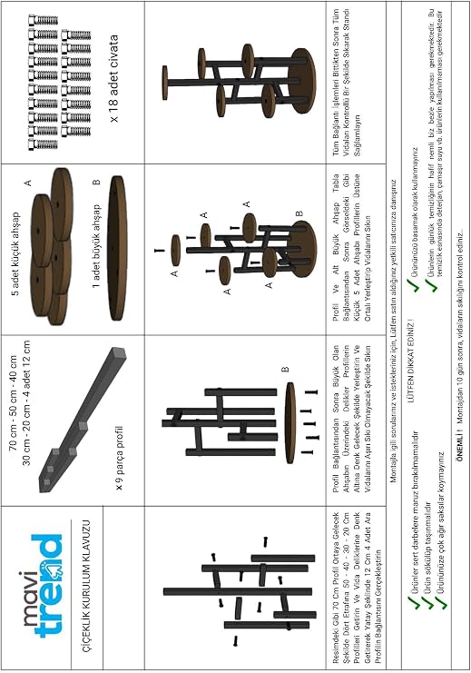 Tekerlekli Metal Çiçeklik 5 Raflı Saksılık Dekoratif 5 Raflı Çiçeklik Metal Doğal Ahşap Saksılık
