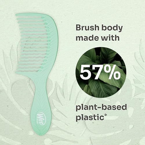 Miniatura 4 de Wet Brush Go Green Tea Tree - Peine de tratamiento con infusión de aceite  Desenredante de cabello de dientes anchos con diseño de dientes ondulados