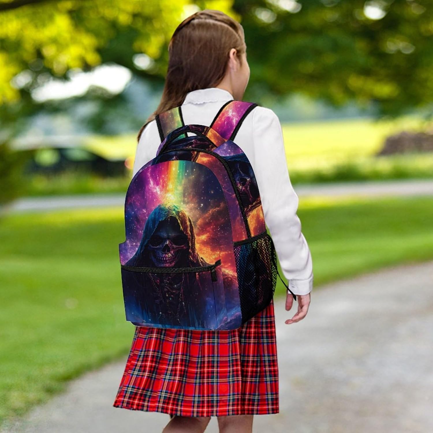 Grim Reaper Gothic Skeleton Laptop Backpack Lightweight Travel Daypack Shoulder Bag for Men Women