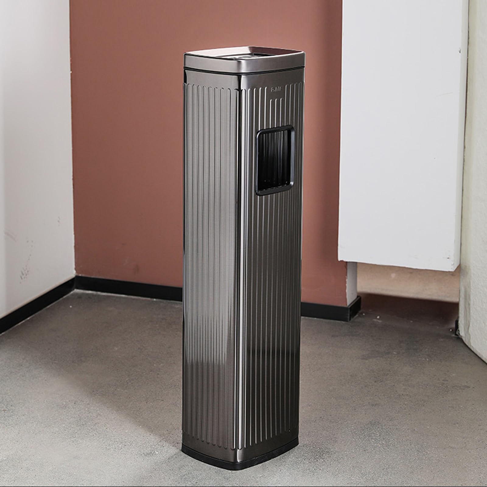 Poubelle en acier inoxydable avec couvercle grand format anti-odeur pour tri et cendrier extérieur