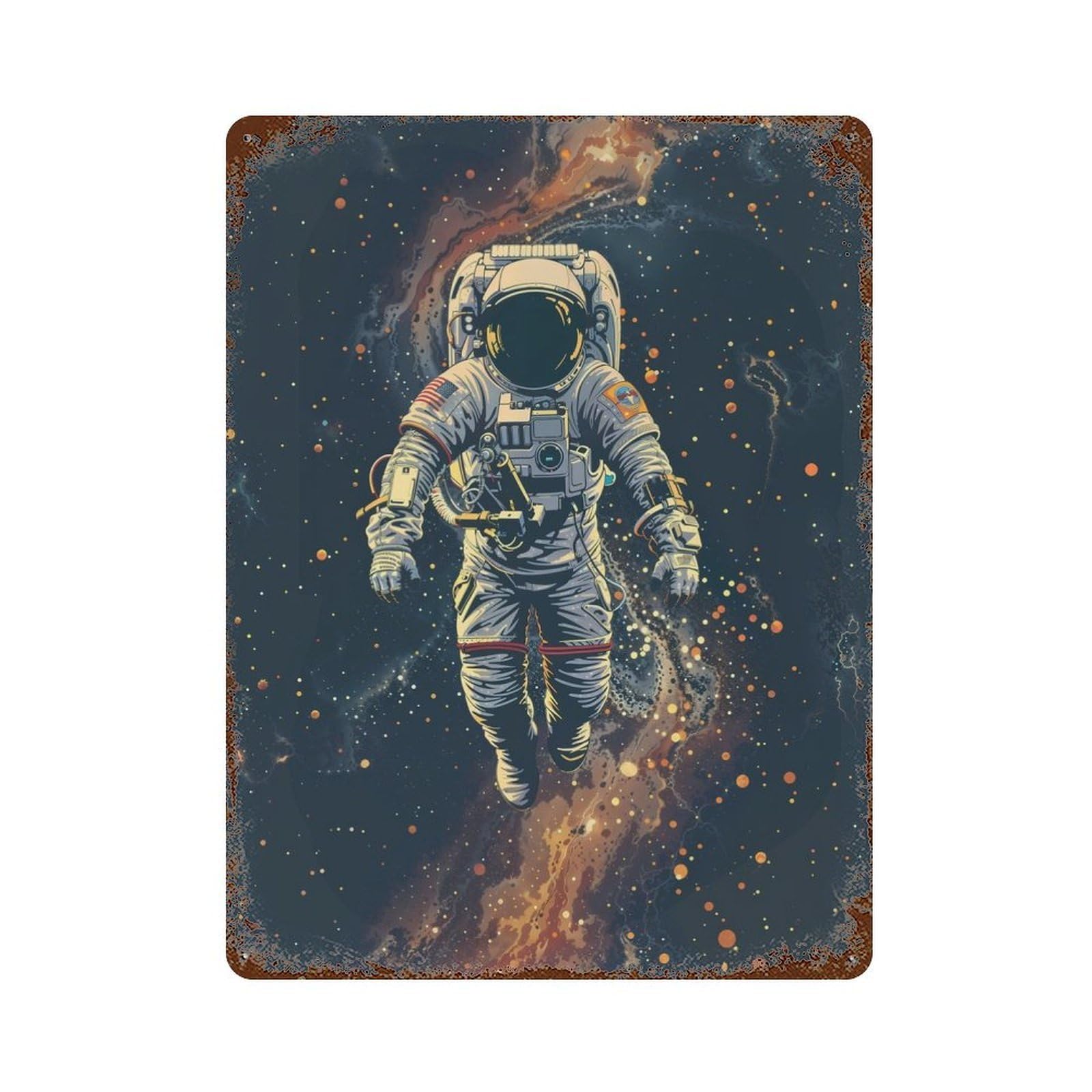 Voyage of The Cosmic Nomad 15.7"x11.8" Vintage Rust Metal Sign, Shabby Chic Decor for Garage, Bar And Workshop Decor