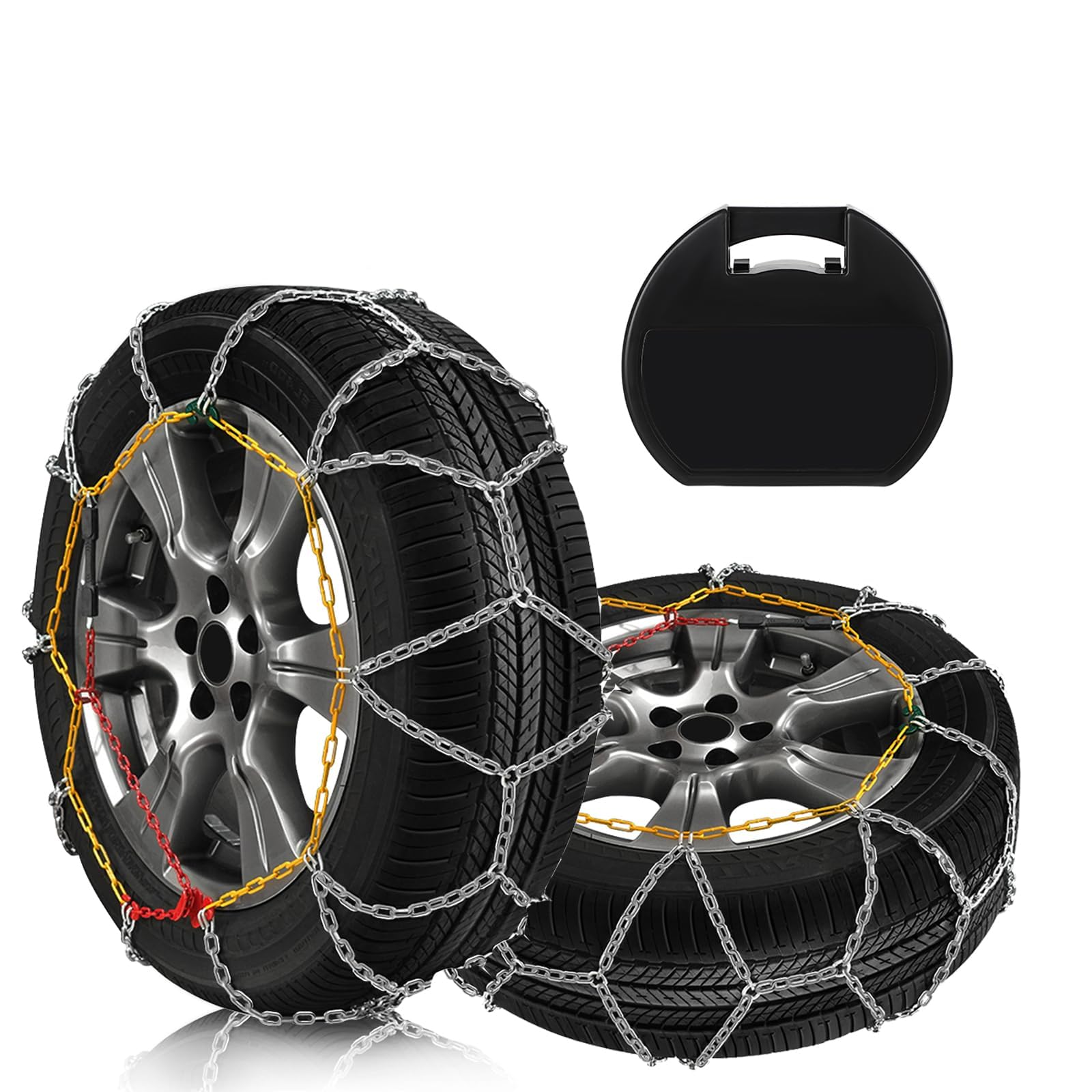 SCITOO KN130 Snow Chains For Car Pickup Trucks SUV,Universal Emergency Tire Traction Chain,Anti-Skid Thickening Tire Chains Width 225 235 245 255 275mm(15" 16" 17" 18" 19" 20")- Set of 2