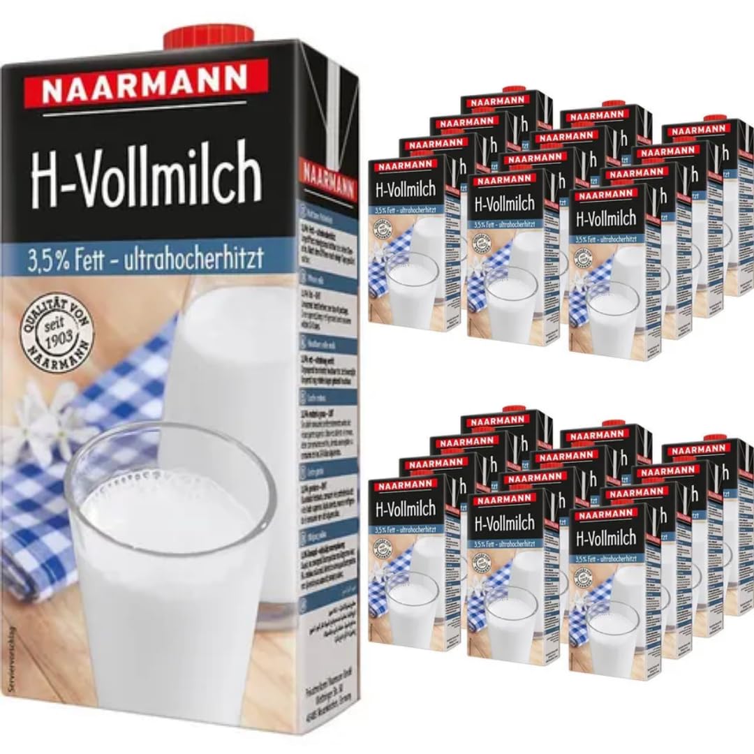 Naarmann Milch fettarme H-Milch 3,5% Fett Haltbare Milch, je 1 Liter, 24 Stück + pufai