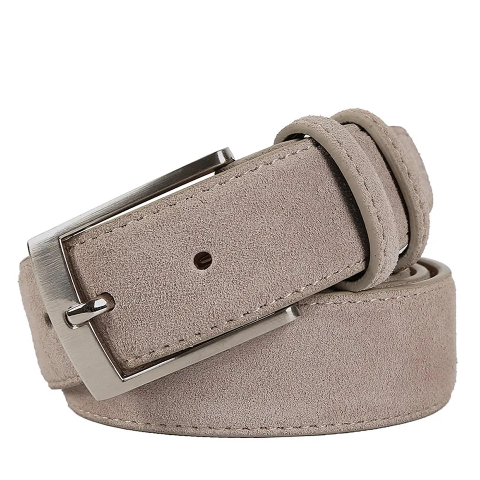 2 Stück Herrengürtel Echtledergürtel for Jeans Ledergürtel Männer Herrengürtel Gürtelriemen(Beige,115CM)