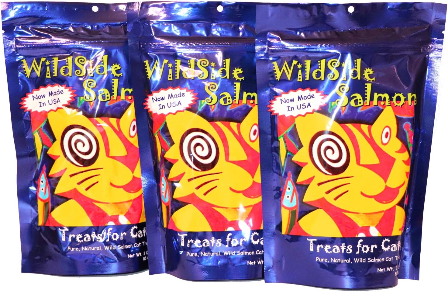 WildSide Salmon - Wild Alaskan Salmon Freeze Dried Cat Treats - Healthy and Organic Cat Food - 3 Ounces (3 Pack)