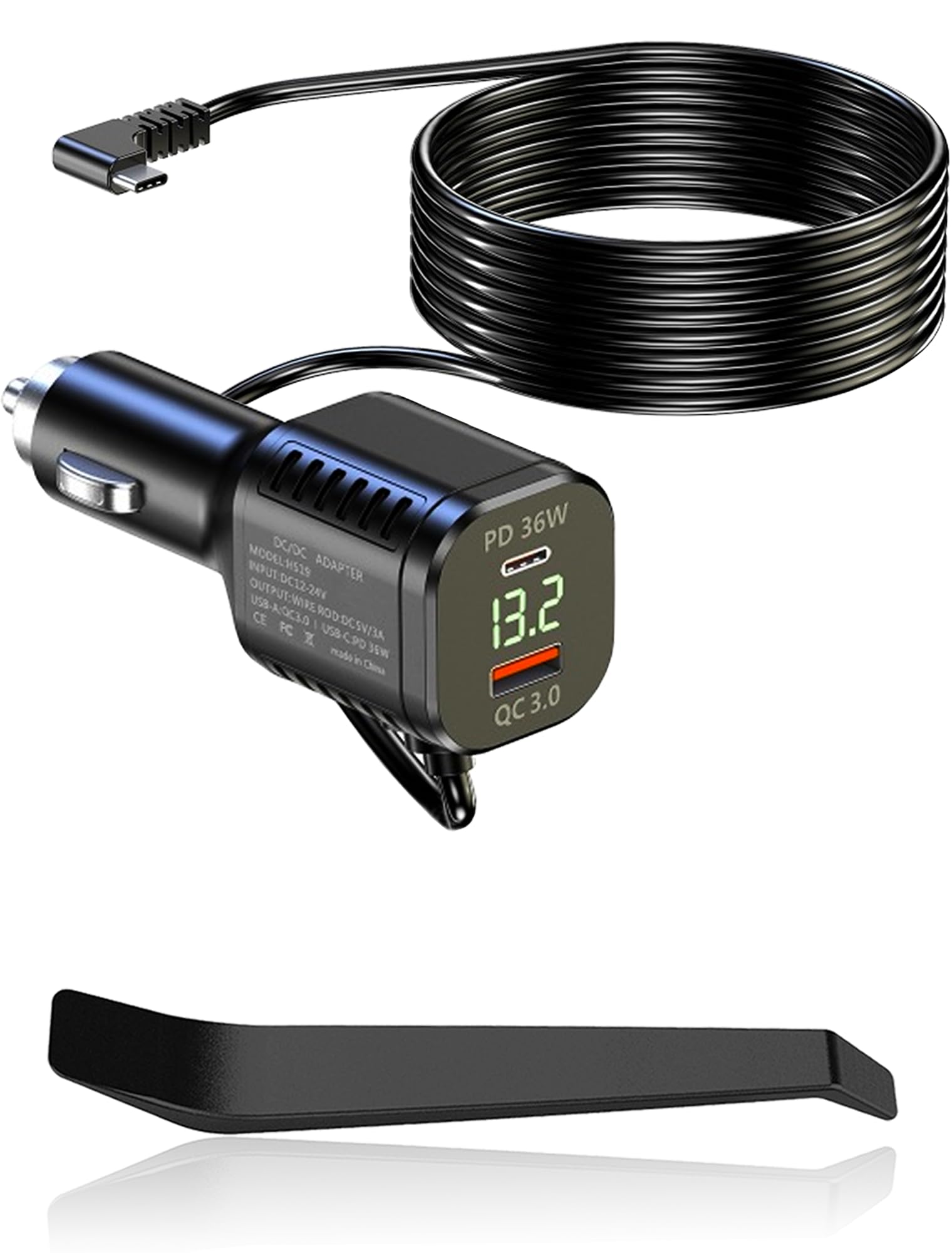 Dash Cam Charger USB Type C Car Power Charging Cable Cord Dashcam Hardwire Kit 12-24V to 5V/3A PD 36W QC3.0 Fast Charging for Dash Cam Charger Replacement, GPS Navigation, DVR, Radar, Phone, Camera