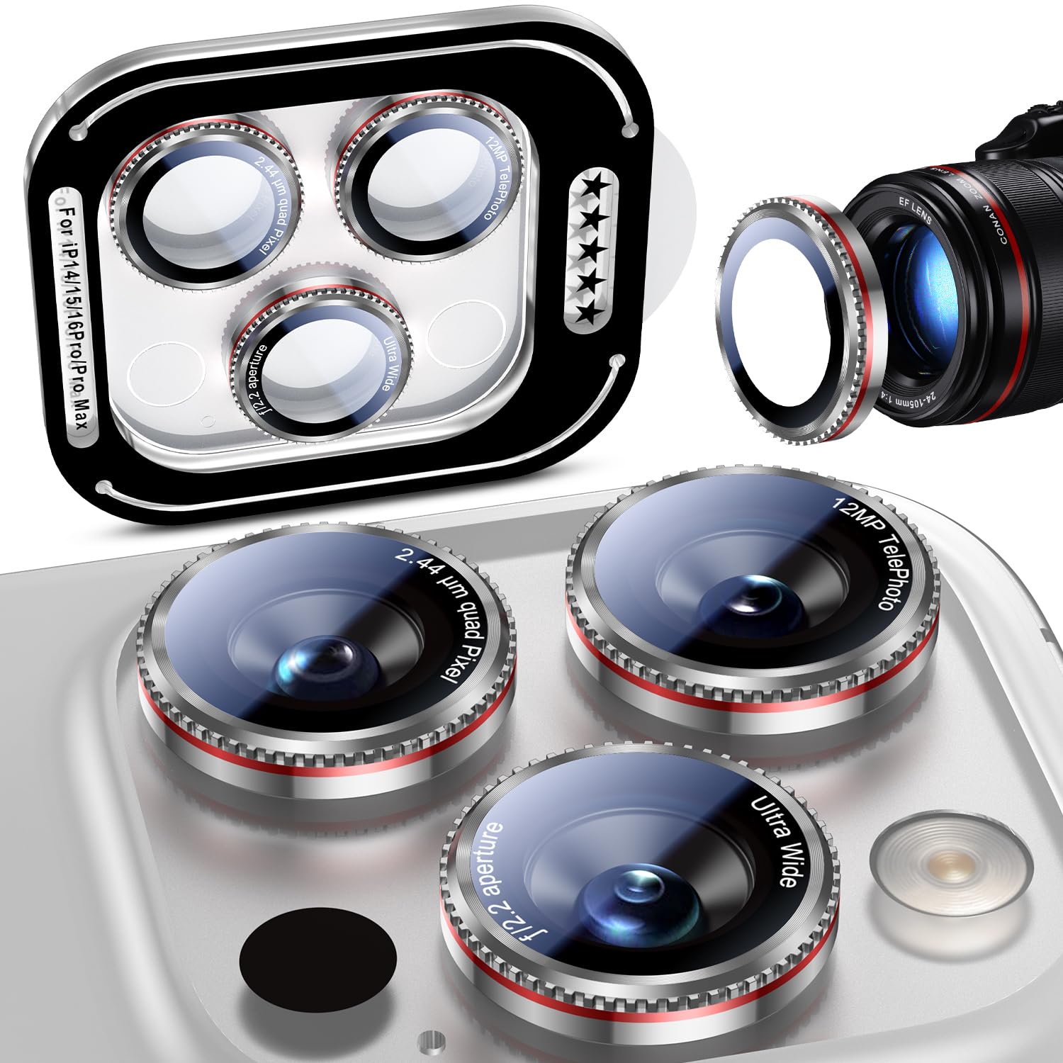 Uyiton for iPhone 17/16/15/14 (Pro Max &amp; Pro) Camera Lens Protector
