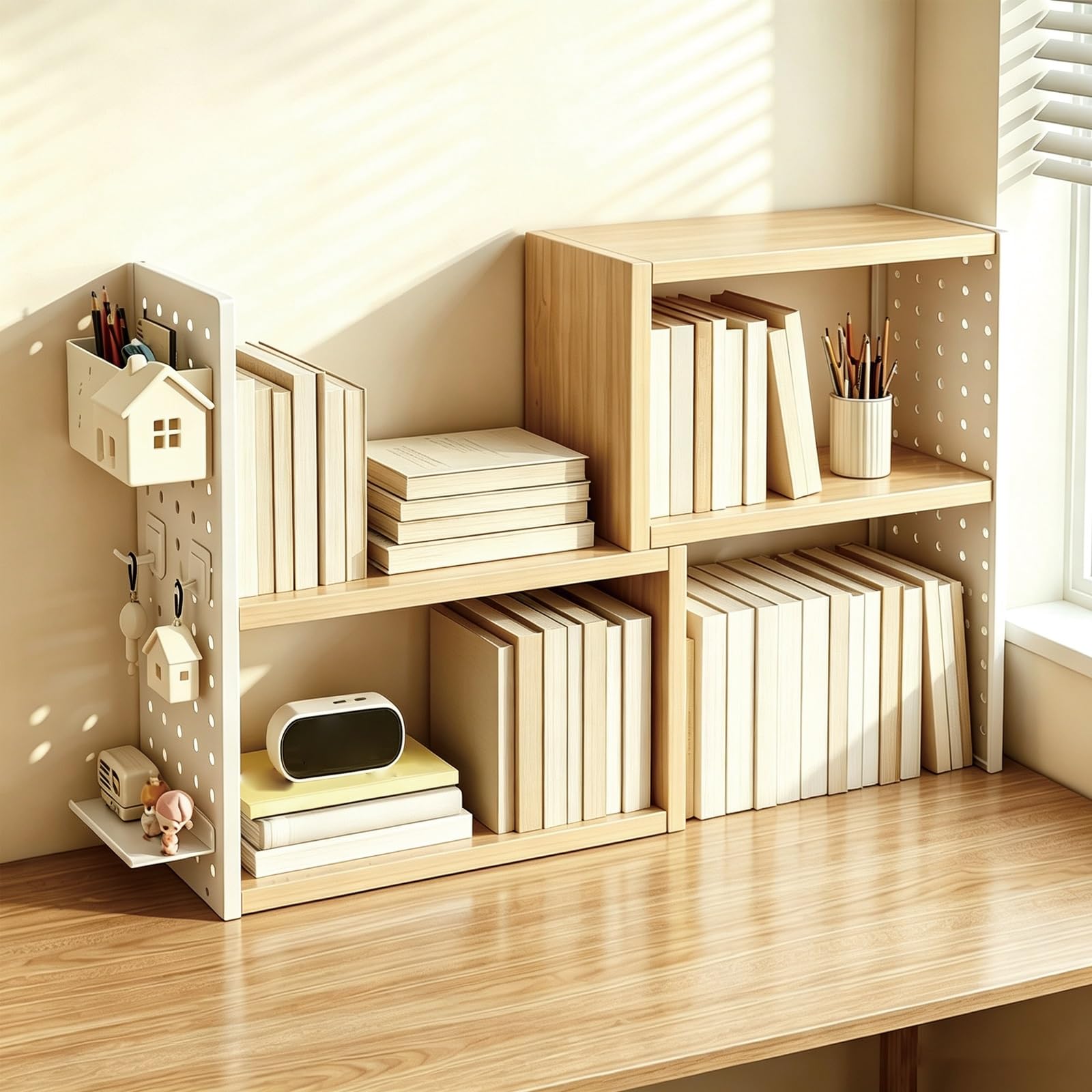 Desk Hutch Metal Tabletop Storage Rack Tiered Organizer