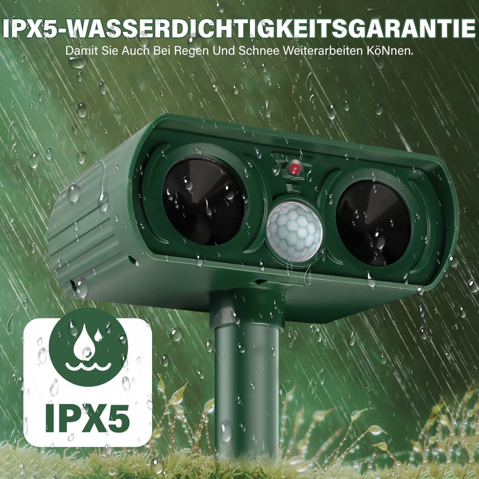 2er-Pack Katzenschreck für Garten Solar, Ultraschall-Katzenschreck für den Außenbereich, kann Katzen, Vögel, Füchse, Waschbären, Kaninchen und Nagetiere wirksam abwehren (2)