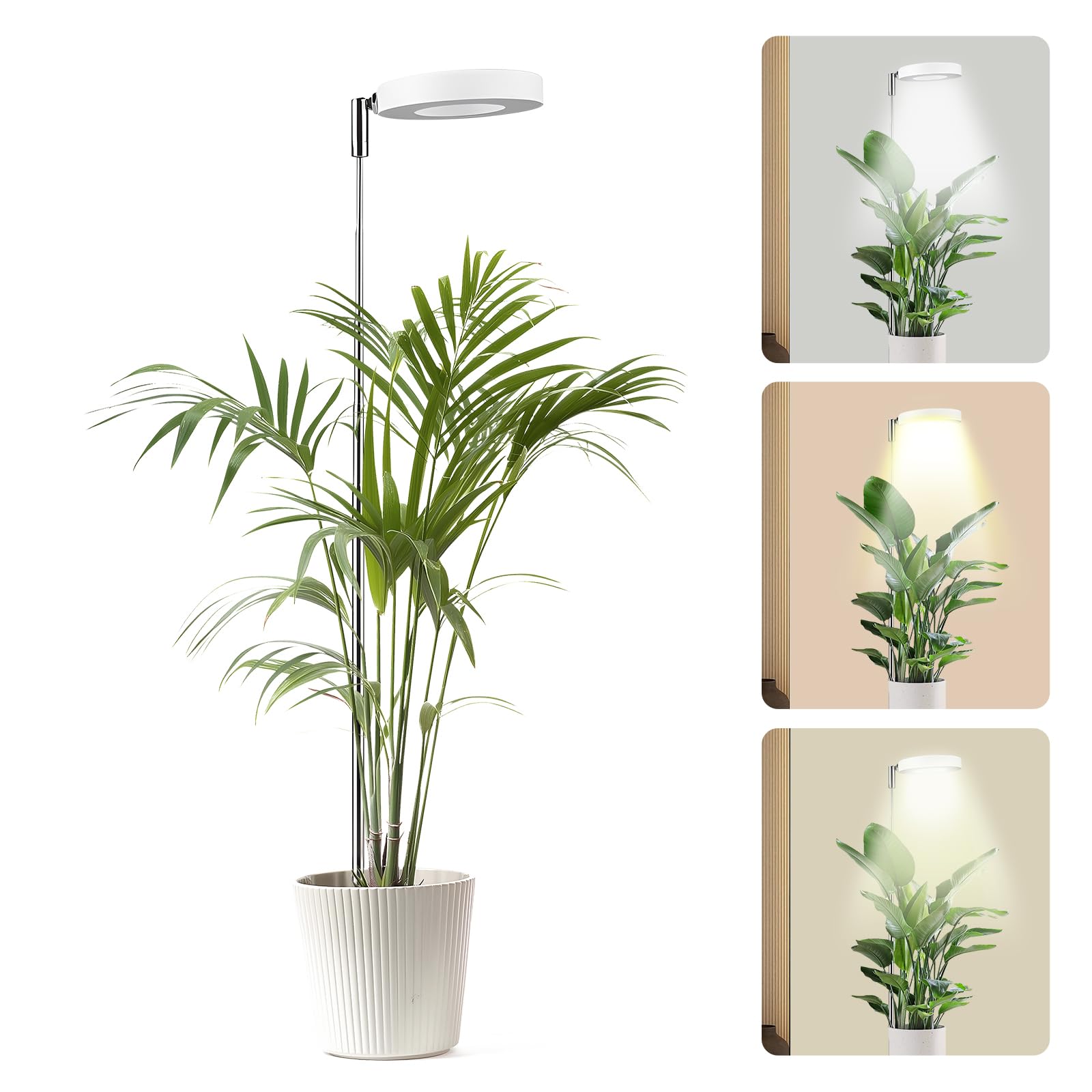 Lampe de croissance à spectre complet pour plantes - Hauteur réglable de 27 à 160 cm - 3 modes d'éclairage - 10 niveaux d'intensité - Minuterie (3/9/12H) - Tête pivotante à 180°