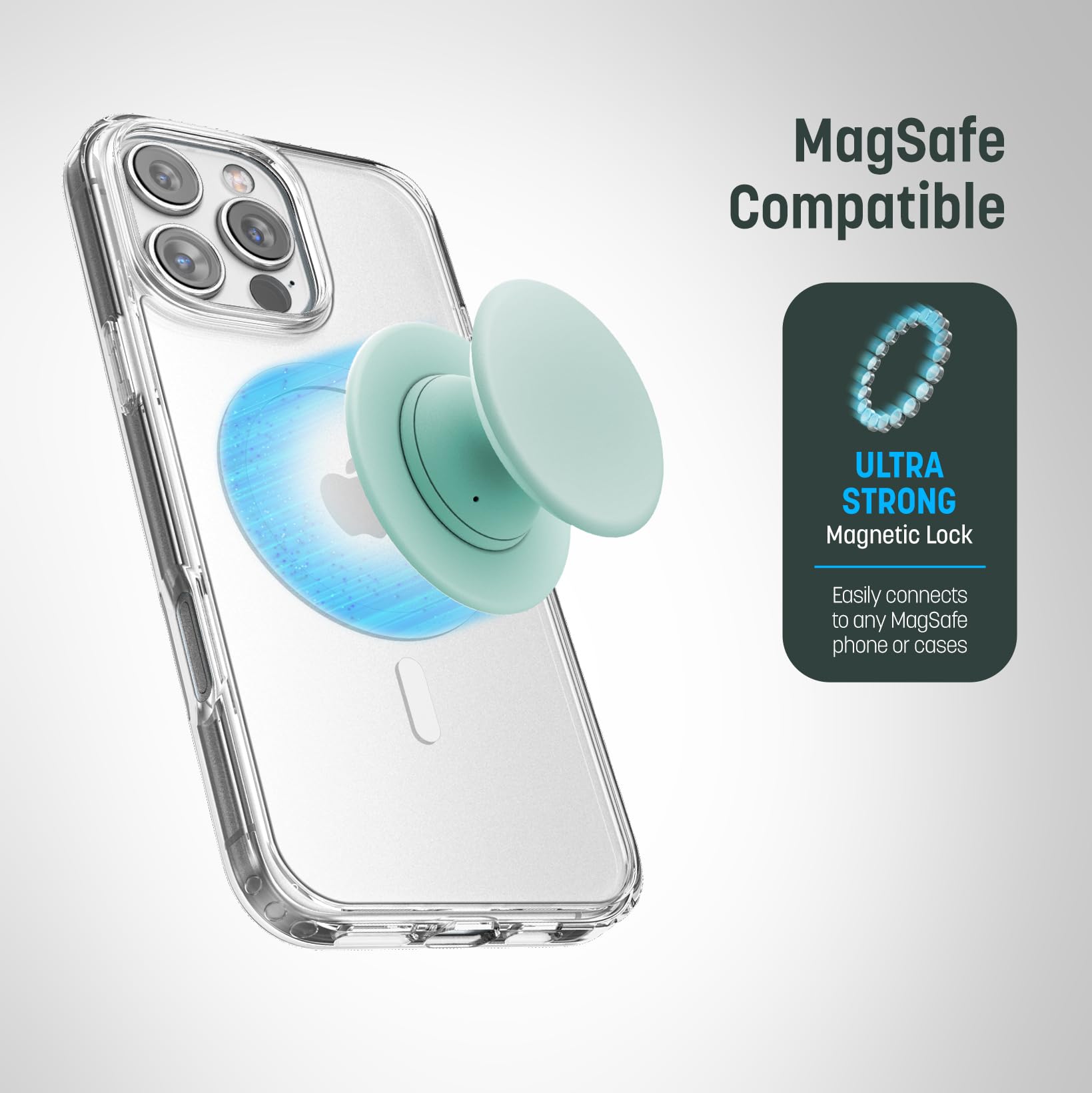Encased MagMallow - Impugnatura magnetica pieghevole per telefono, compatibile con MagSafe, confortevole, in silicone, per iPhone, colore: Verde menta
