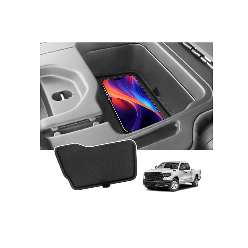 Bandeja Protetora para Console Central e Apoio de Braço Hellet em Silicone para Dodge RAM 1500 2019–2026