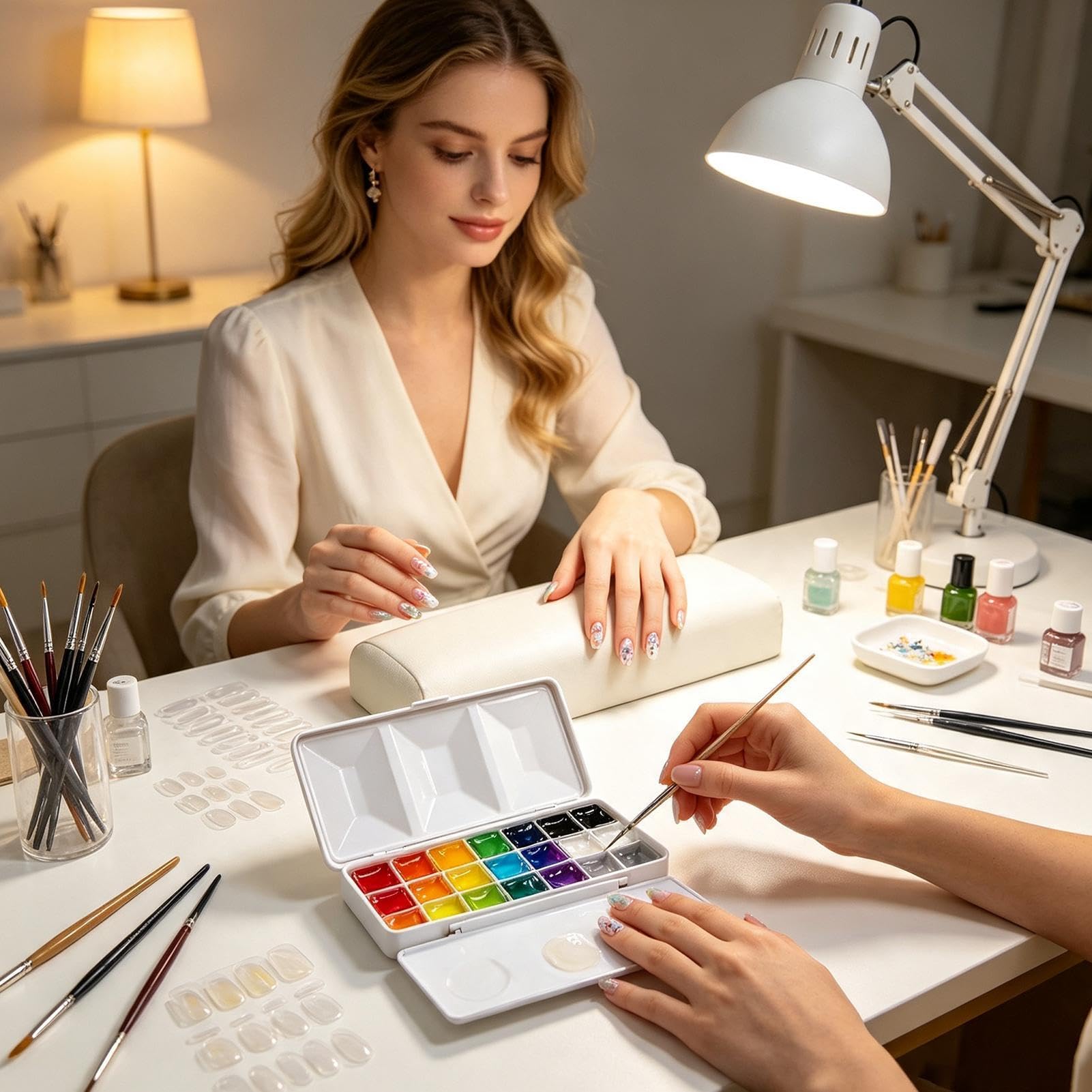 Tavolozza Da Vassoio Artistico Portatile Con Coperchio E Mezzi Pan | Tavolozza Per Artisti Per Viaggio, , Studio, Classe, Scuola