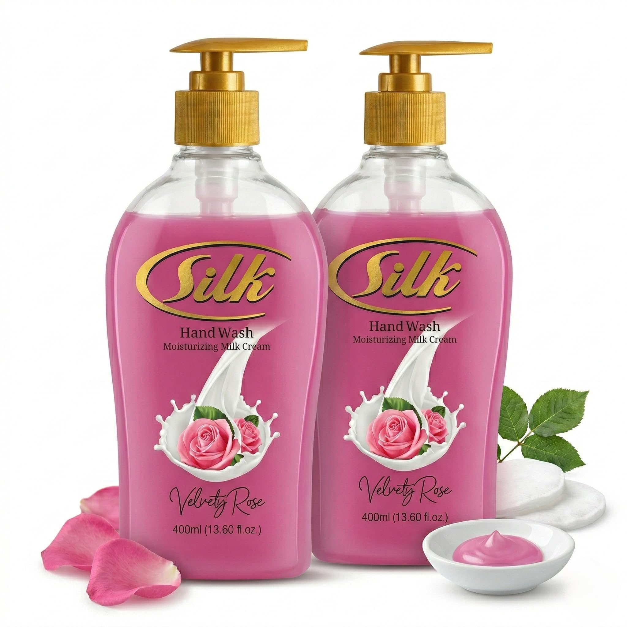 SILK Moisturizing Hand Soap, Liquid Hand Wash with Glycerin - Gentle Cleansing for Kitchen, Bathroom and Office, Rich Lather Pump Bottle, Velvety Rose Scent, 13.60 Fl Oz (Pack of 2) 13.6 Fl Oz (Pack of 2)