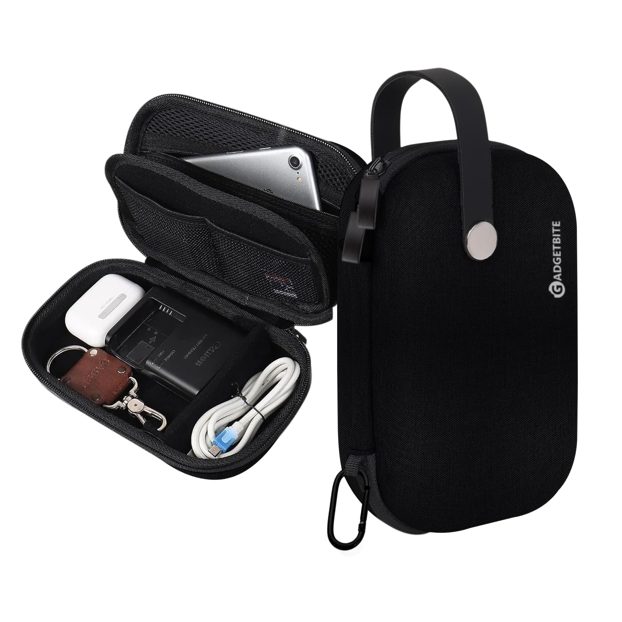 GadgetBite EVA Organiser Portable Pouch for Electronic Accessories USB Cables, Power Bank, Battery, Hard Drive, SD Memory Card, Earphones, Travel Gadgets & Organiser Rugged Travel Friendly (Black)-picture-25