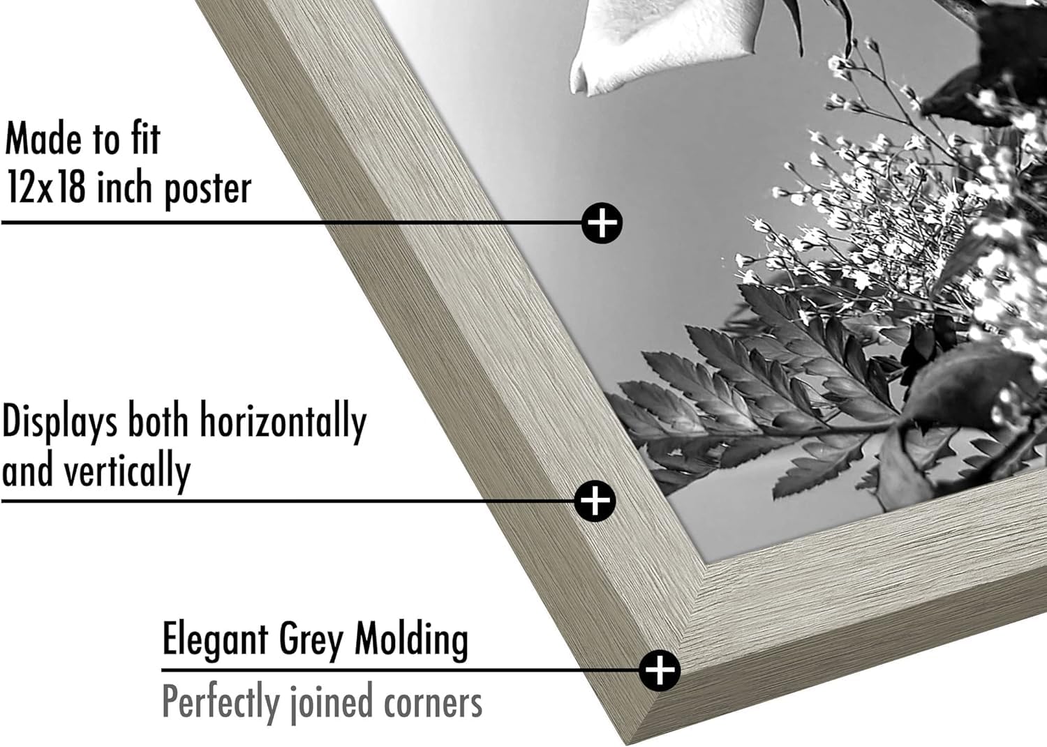 Americanflat Cornice per poster in legno chiaro, 12 x 18 cm, in legno composito con plexiglass lucido, formato orizzontale e verticale da parete con accessori per appendere inclusi