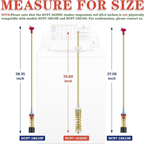 Miniatura 5 de WA45M7050AWA4 WA456DRHDWRAA WA50R5200AWUS WA50R5400AVUS WA456DRHDSUAA Barras de suspensión para lavadora, 25.6 pulgadas aptas para lavadora Sam-sung