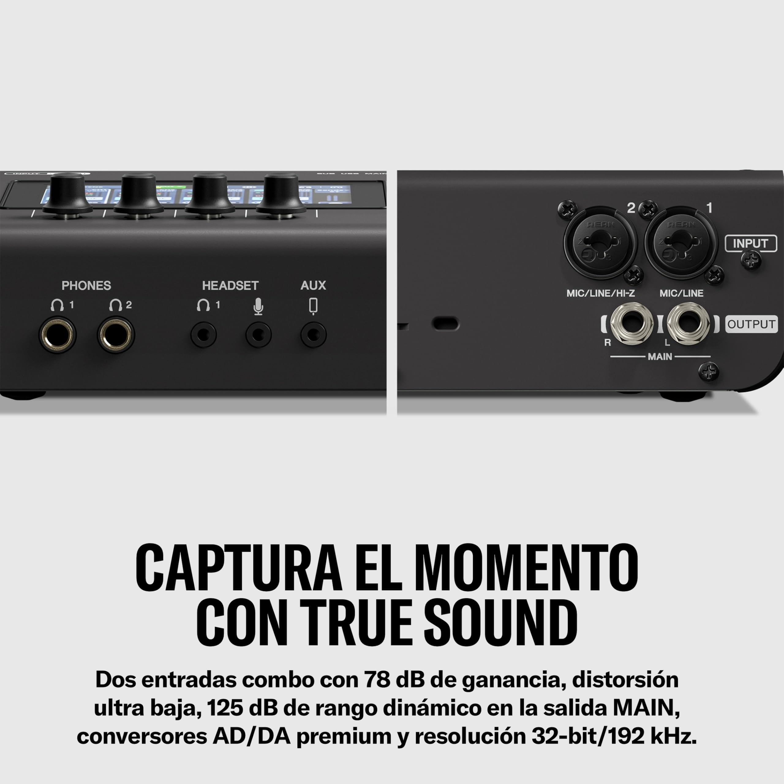 YAMAHA URX22 Interfaz de Audio USB-C – Interfaz compacta 4 entradas/2 salidas, audio 32 bits/192 kHz, pantalla LCD táctil, DSP y efectos integrados para creadores y músicos – Negro