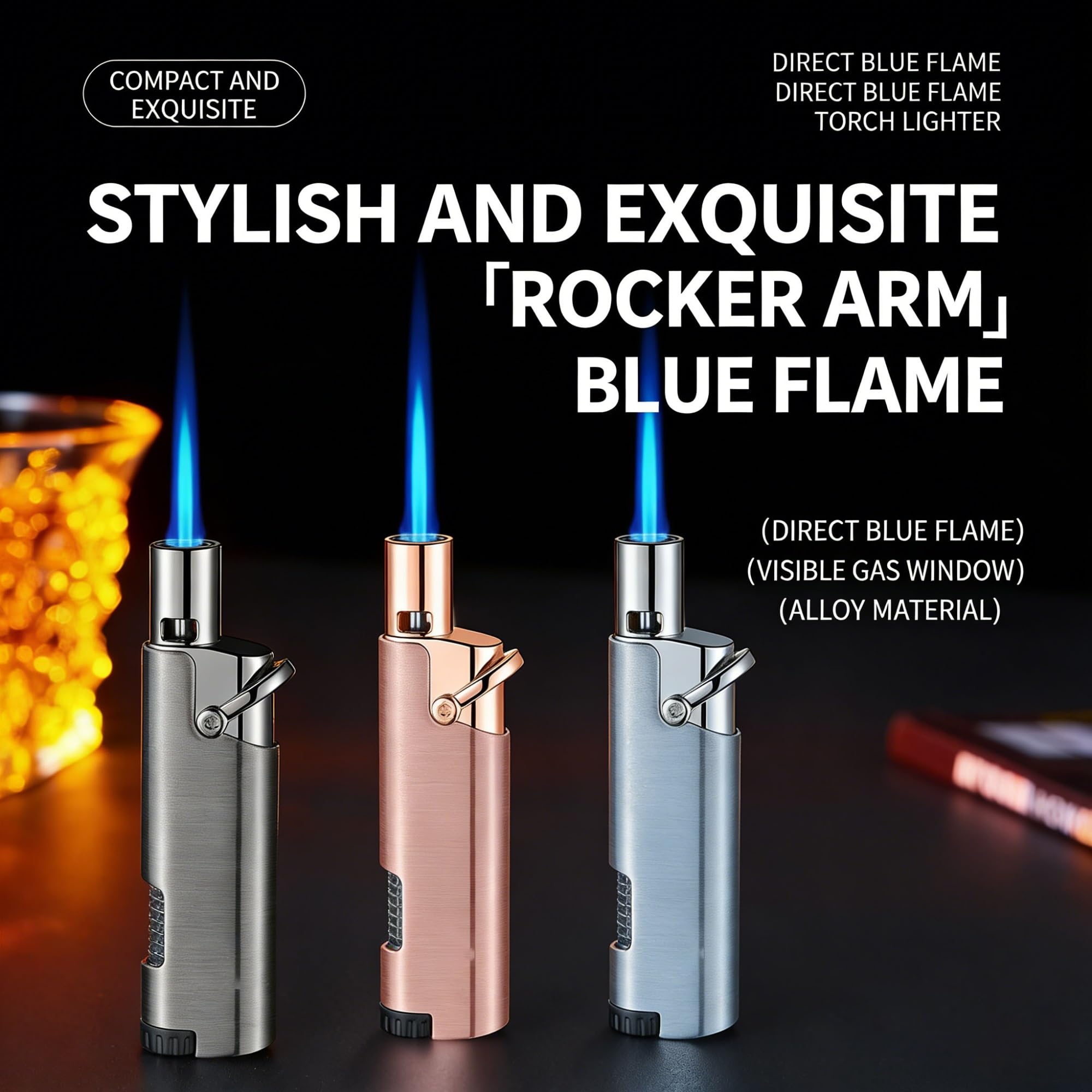 Lot de 2 briquets au butane, coupe-vent, rechargeables, réglables, avec réservoir de carburant visible, idéal pour Noël, la Saint-Valentin, le Nouvel An