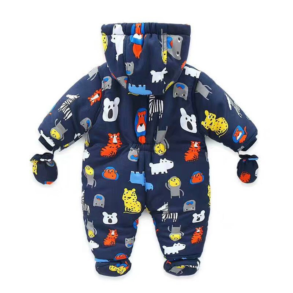Bébé Combinaison de Neige Hiver Barboteuses à Capuche avec Gants et Chaussons Ensemble de vêtements 18-24 Mois