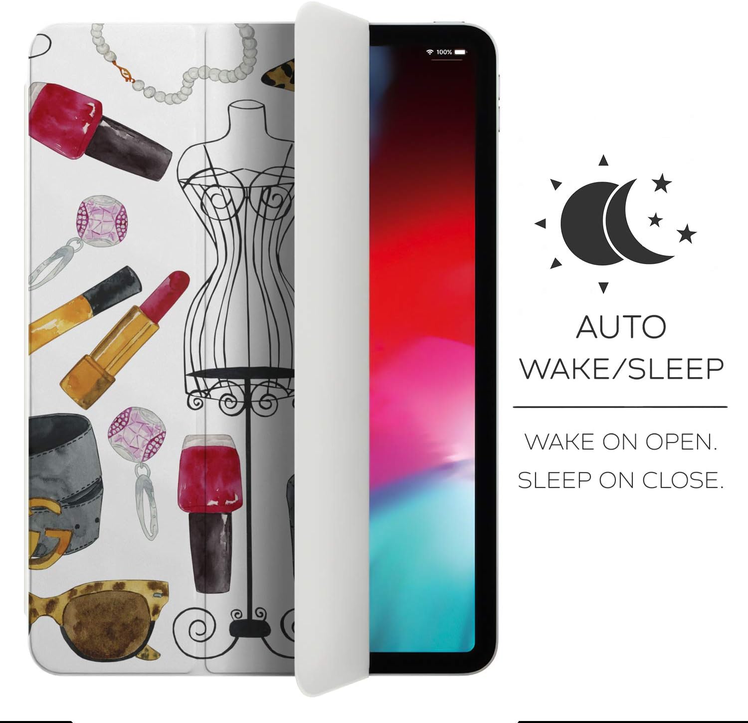 Case for iPad Pro 13 M4 Air M2 11 2024 4th 10.9 2022 10.2 12.9 10.5 9.7 Mini 6 5 4 3 2 1 Make Perfume Magnetic Lipstick Glamorous Cute Design Print Fashion Up Pattern Stand Closure