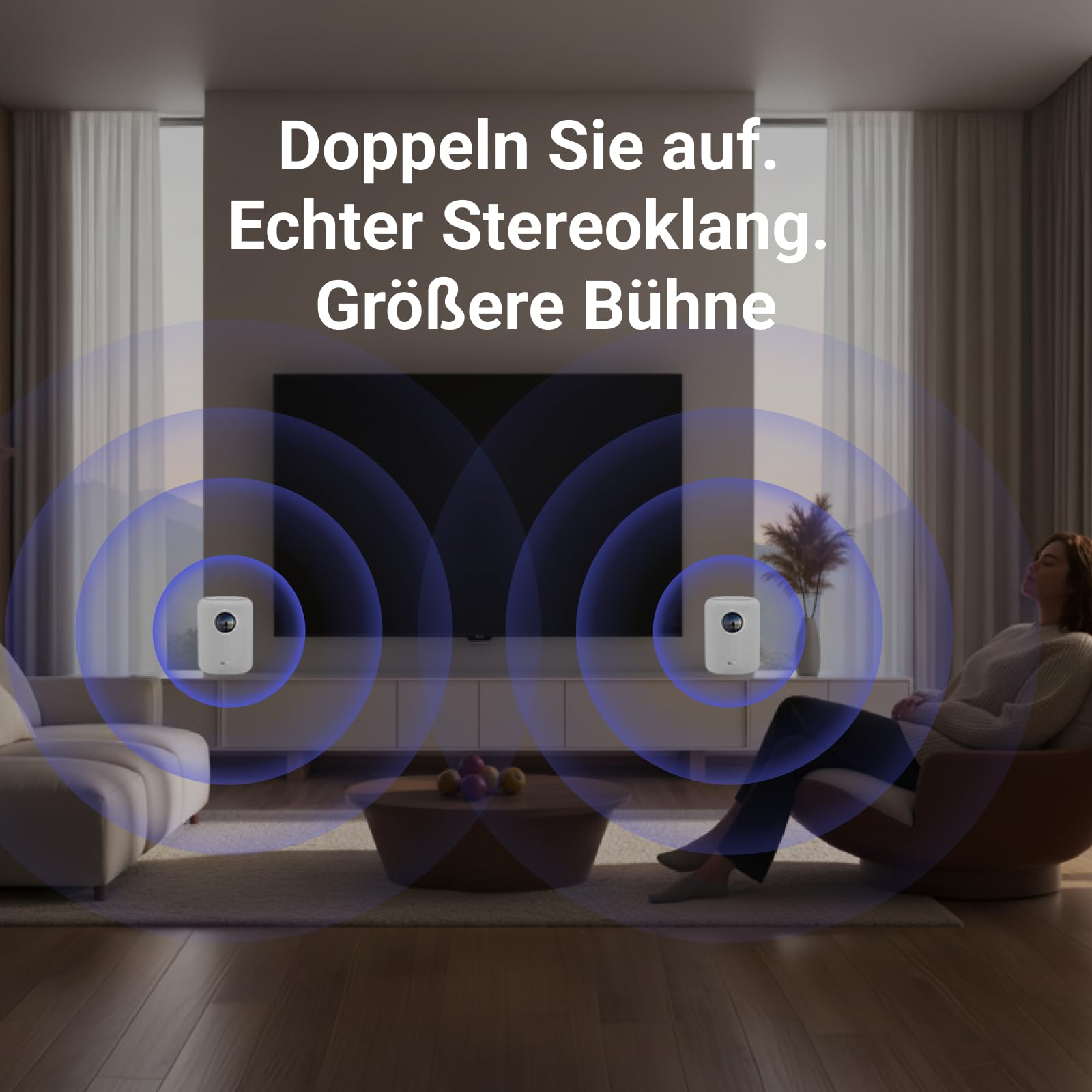 WiiM Sound Smart Lautsprecher, 1,8″ Touchscreen, Hi‑Res 24‑bit/192 kHz, AI RoomFit™ Raumkorrektur, 100W Spitzenleistung, Wi‑Fi 6E/Bluetooth 5.3, Multiroom & Stereo-Kopplung, inkl. Fernbedienung, Weiß