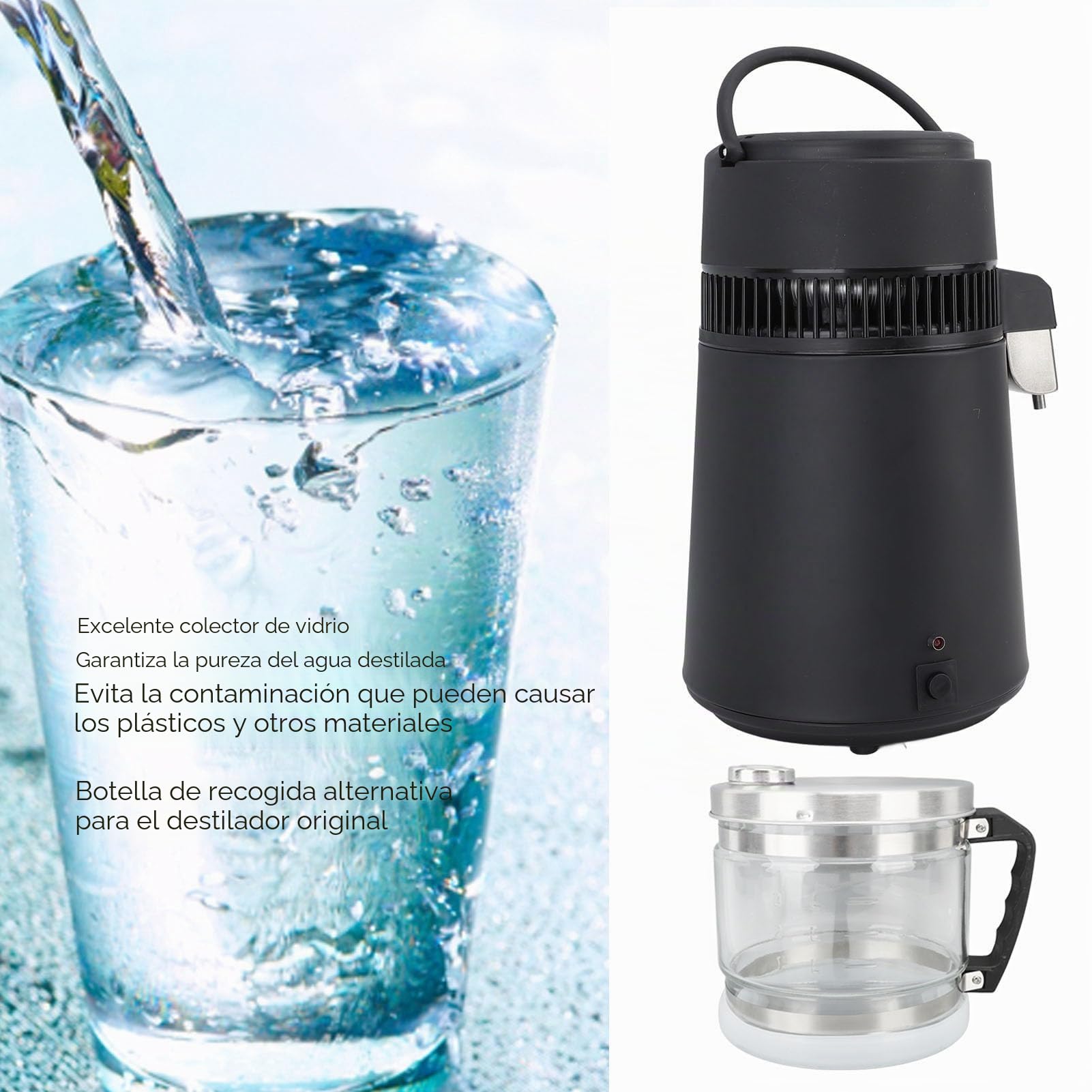 Jarra de Vidrio de Agua de 4 Litros para Destilador, Olla de Vidrio para Destilador de Agua, Frasco de Botella de Recolección de Destilador para Filtro de Destilador de Agua de