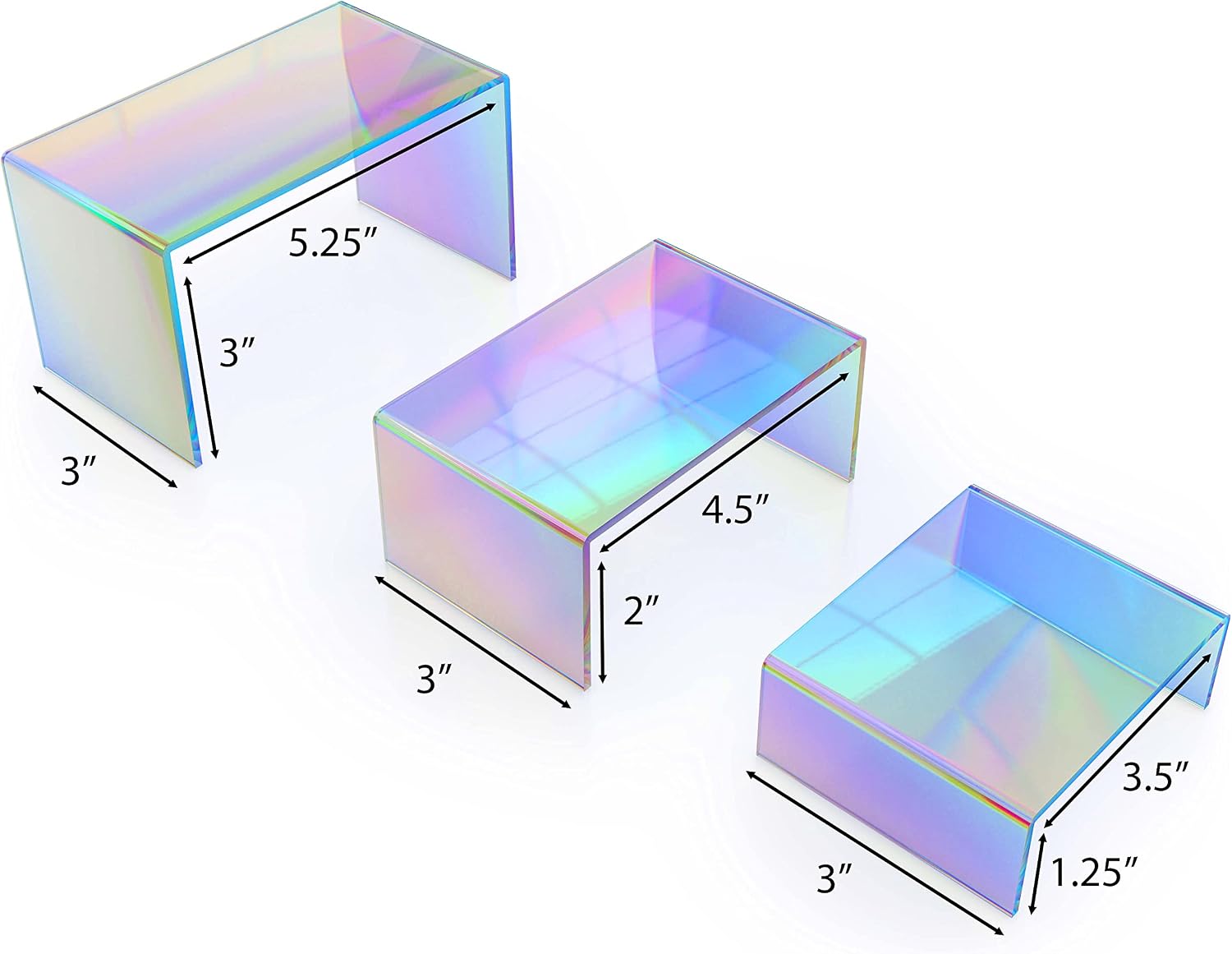 X-FLOAT Rainbow Iridescent Acrylic Display Risers (Set of 6)