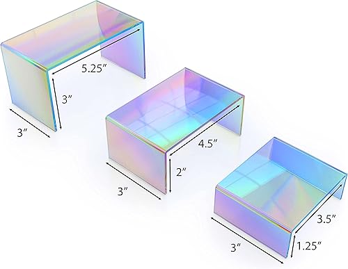 Miniatura 4 de Elevadores de exhibición de acrílico iridiscente arcoíris (juego de 6)