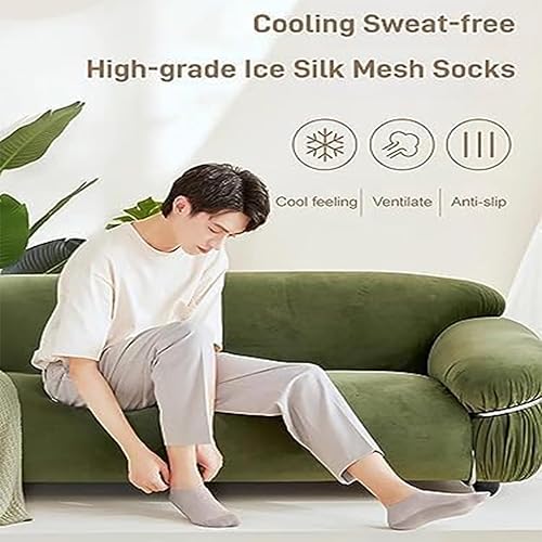 Miniatura 2 de RJDJ Calcetines de malla de seda de hielo de alta gama, calcetines invisibles antideslizantes de seda de hielo más transpirables, calcetines