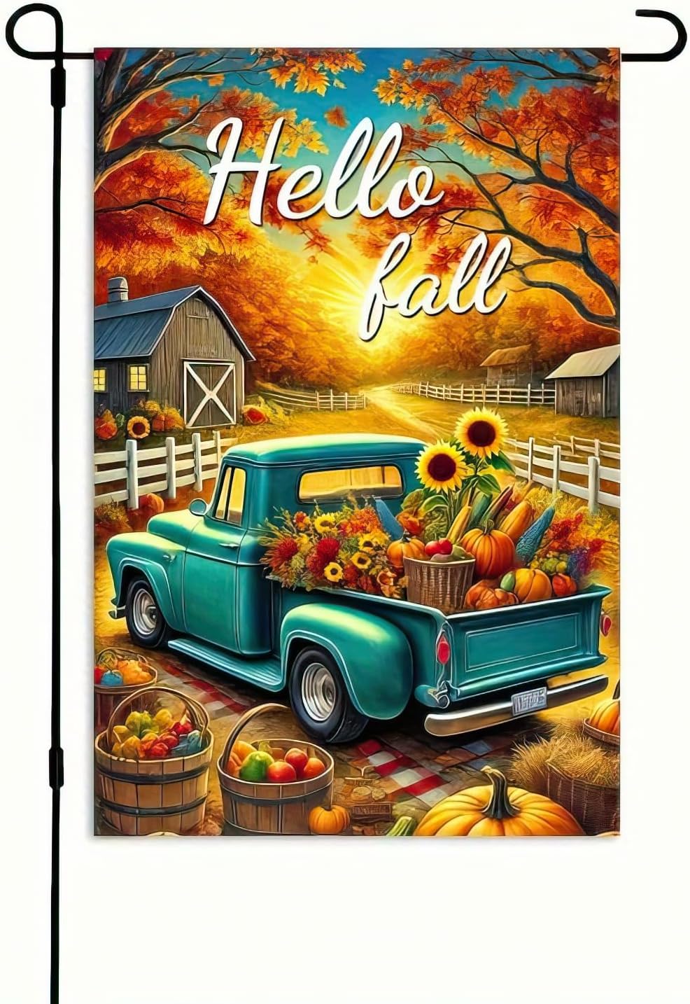 BlissYard Fall Floral Garden Flag 12x18 Double