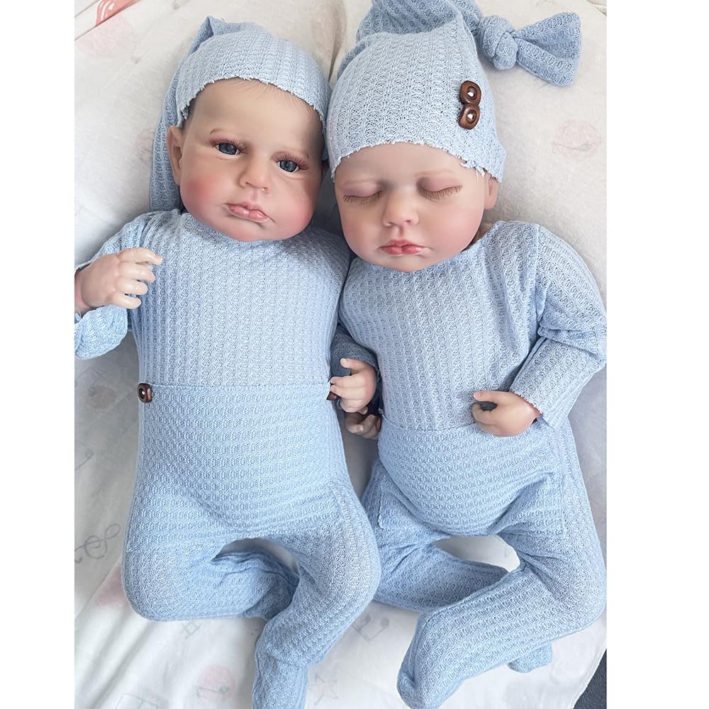 Lonian 50 cm Neonato Real Soft Touch da Collezione Art Reborn Doll con Bambola per Capelli Disegnata a Mano (Gemelli)