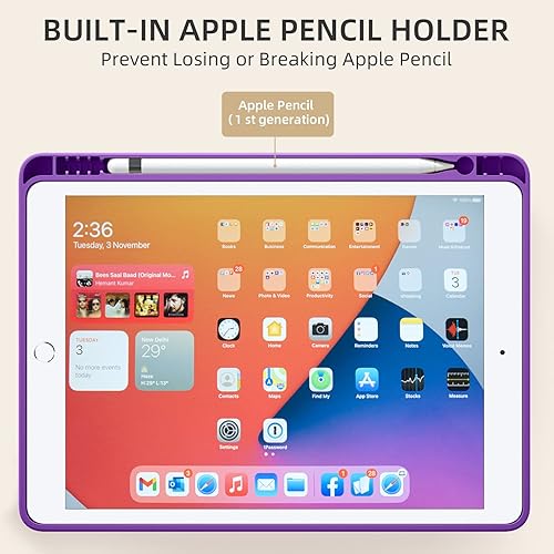 Miniatura 4 de Akkerds - Funda para iPad 10.2 2020, iPad 8ª generación/2019, iPad 7ª generación, con soporte para lápiz. Funda protectora premium con parte trasera