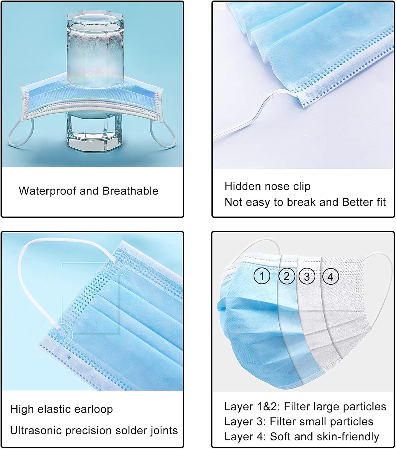 70% оƒƒ Dіѕсоunt FWPP 4 Layer Earloop Disposable Face Masks 50 Pcs Rainbow Color