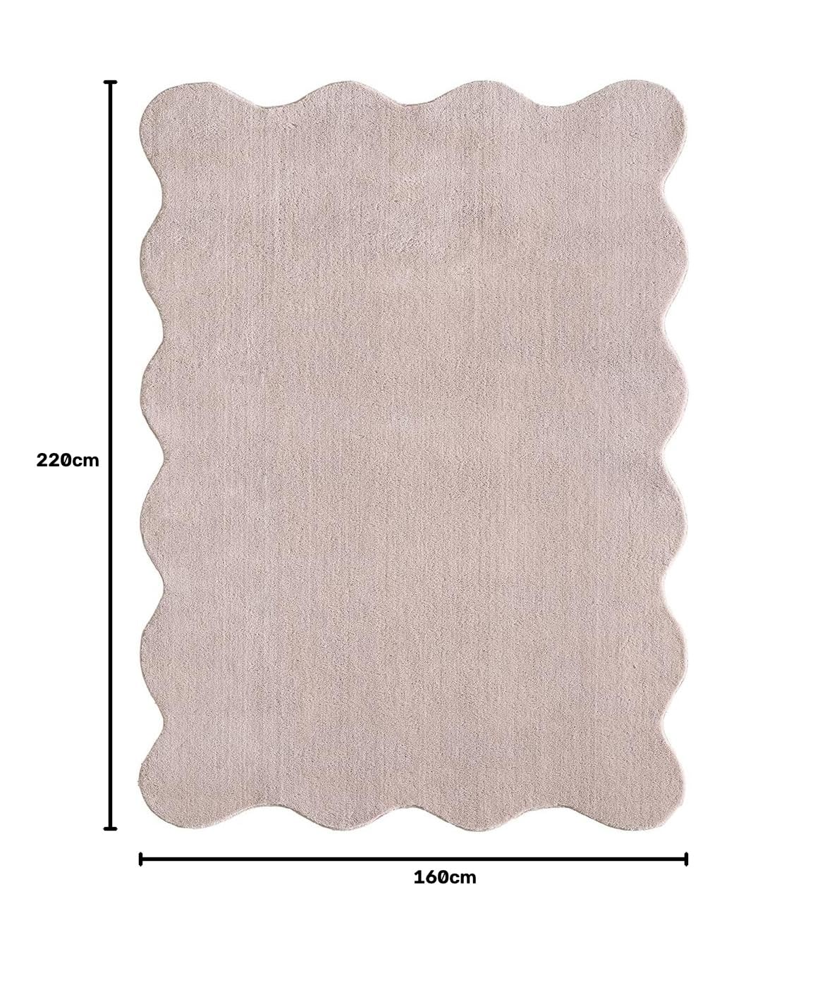 the carpet Lina Shape Scallop Tappeto, pelliccia sintetica, tappeto morbido, retro antiscivolo, lavabile, super soffice, Rosa, 160 x 220 cm