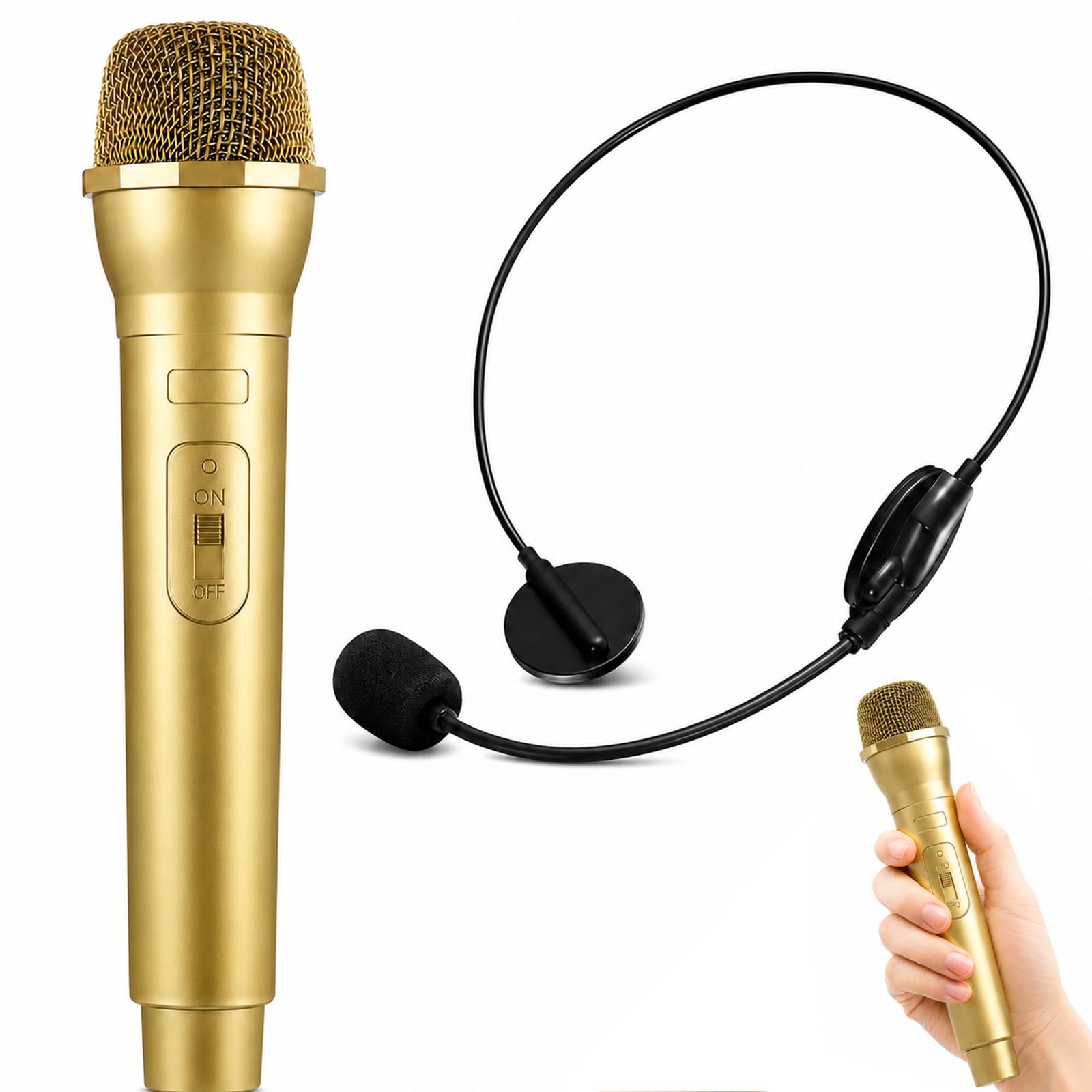 2 PCS Fake Microphone and Head Mic Prop Set